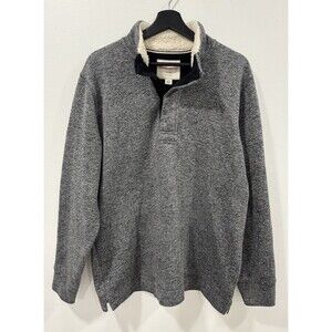 Original Weatherproof Vintage Men's Sweater, Large Grey Pullover, Fur Collared